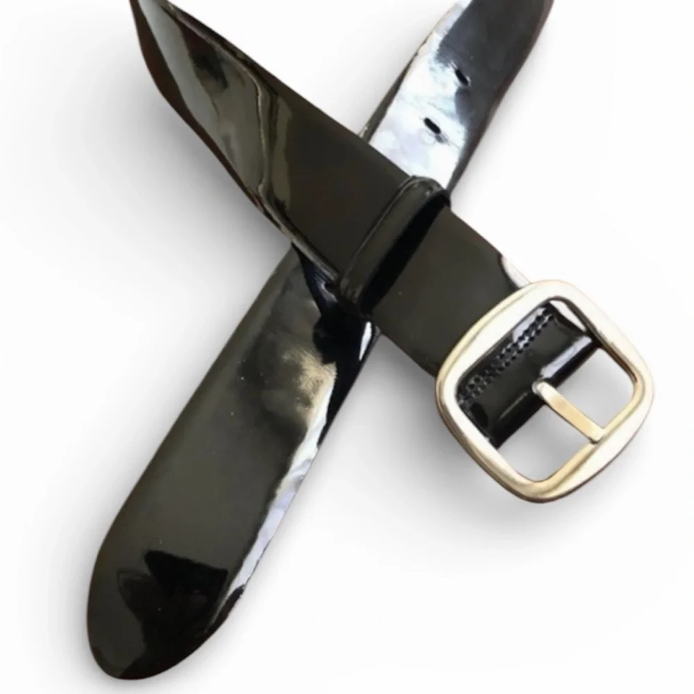 Dolce & Gabbana Mens Blk Patent Leather Belt Sz36